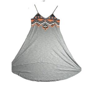 Express Gray Tribal Sequin Embellished Midi Dress Spaghetti Strap Women's Size S